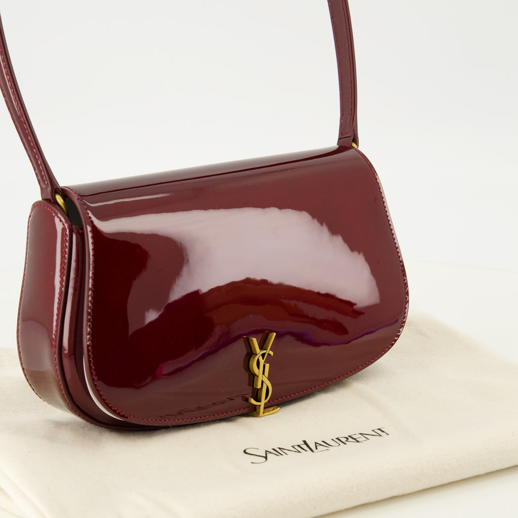 Sacs à main et épaule Borsa Voltaire in Pelle Patinata Bordeaux Saint Laurent Bordeaux Femme