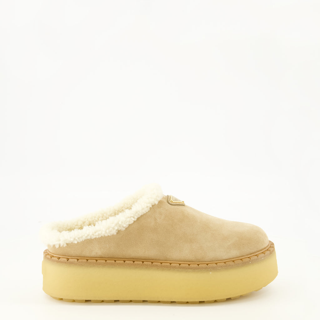 Chaussures ouvertes Mules de Camurça Bege Prada Beige Femme