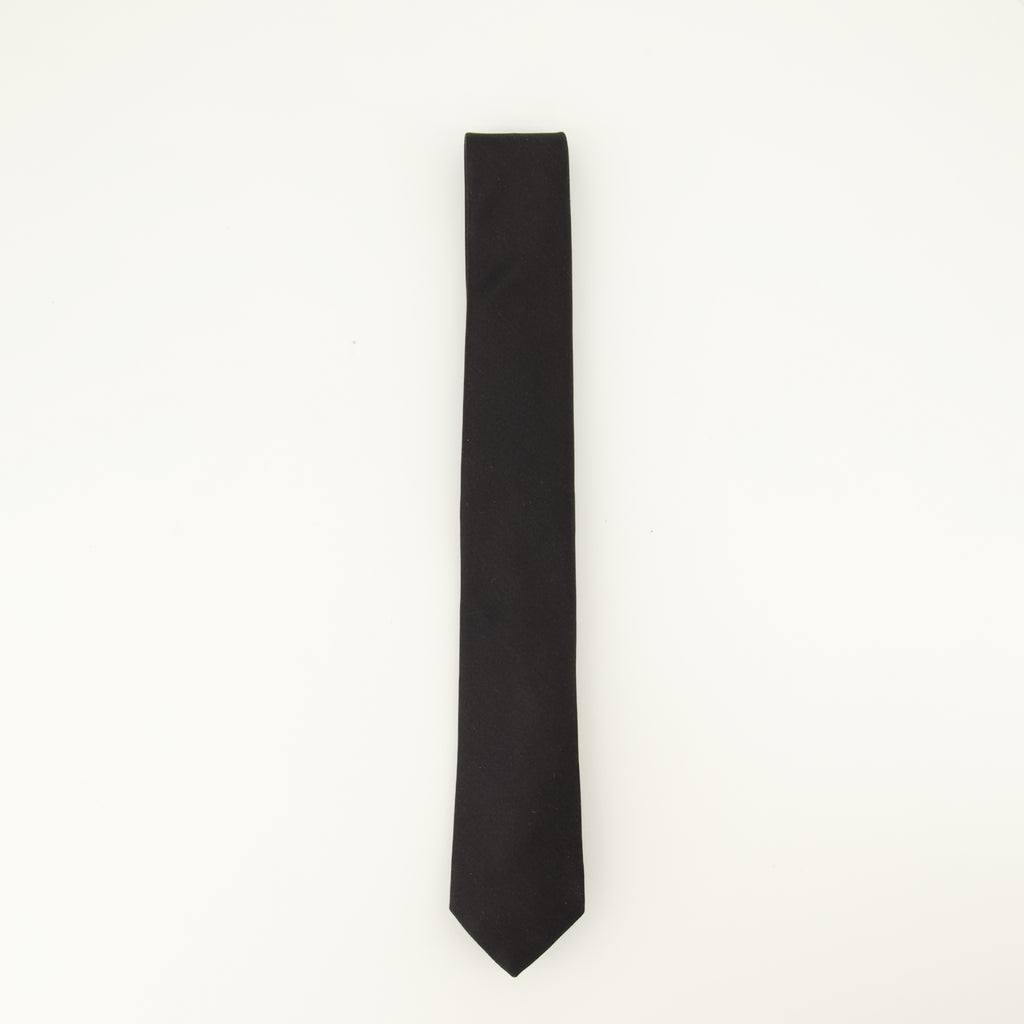 Écharpes, foulards et gants 블랙 실크 새틴 넥타이 Saint Laurent Noir Homme