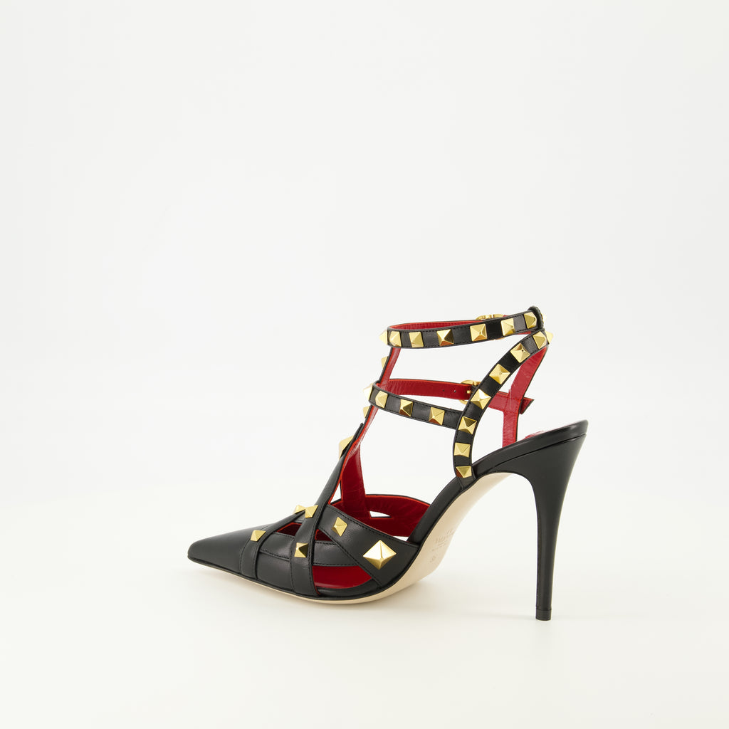 Escarpins Rockstud Pumps in Black and Red Leather Valentino Garavani Noir Femme