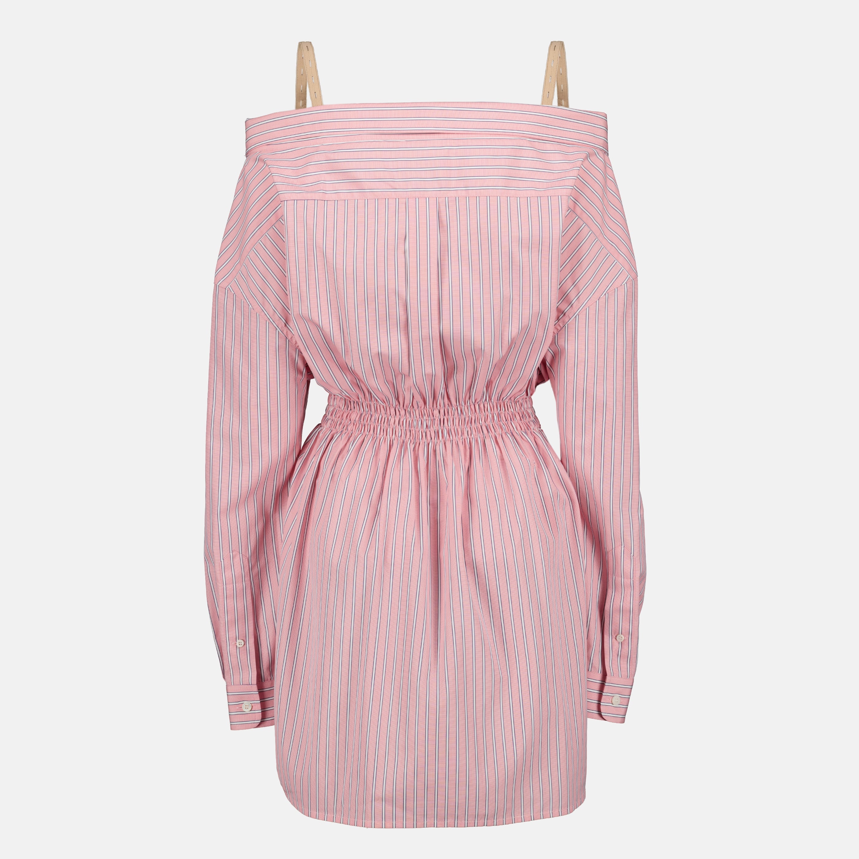 Pink Striped Shirt Dress Miu Miu - Women myCompaero Pink Striped Shirt Dress Miu Miu - Women myCompaero