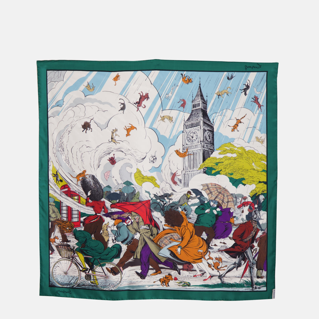 Écharpes, foulards et gants Foulard Raining Cats & Dogs Burberry Vert Unisexe