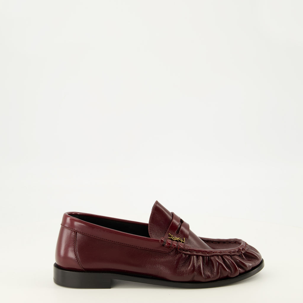 Mocassins Bordeaux Leather Loafer Moccasins Saint Laurent Bordeaux Femme