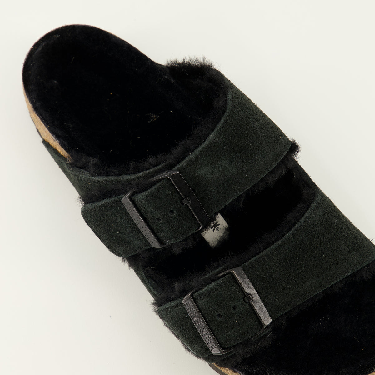 Chaussures ouvertes 블랙 퍼 아리조나 샌들 Birkenstock Noir Unisexe
