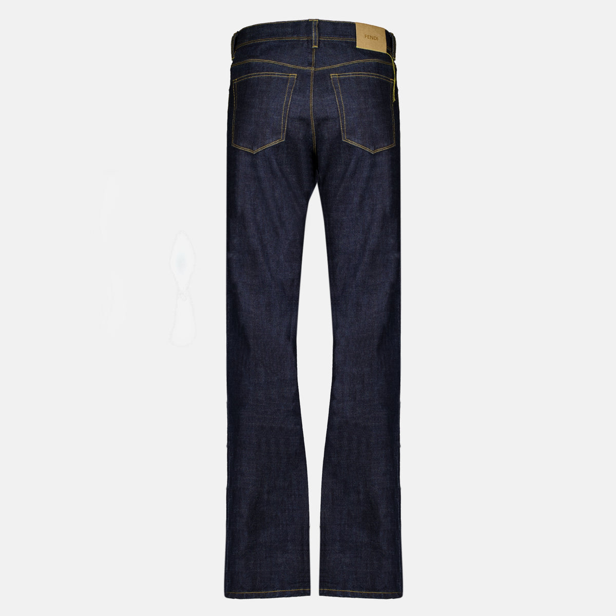 Pantalons 대조적인 노란색 스티칭이 있는 슬림 진 Fendi Bleu foncé Homme