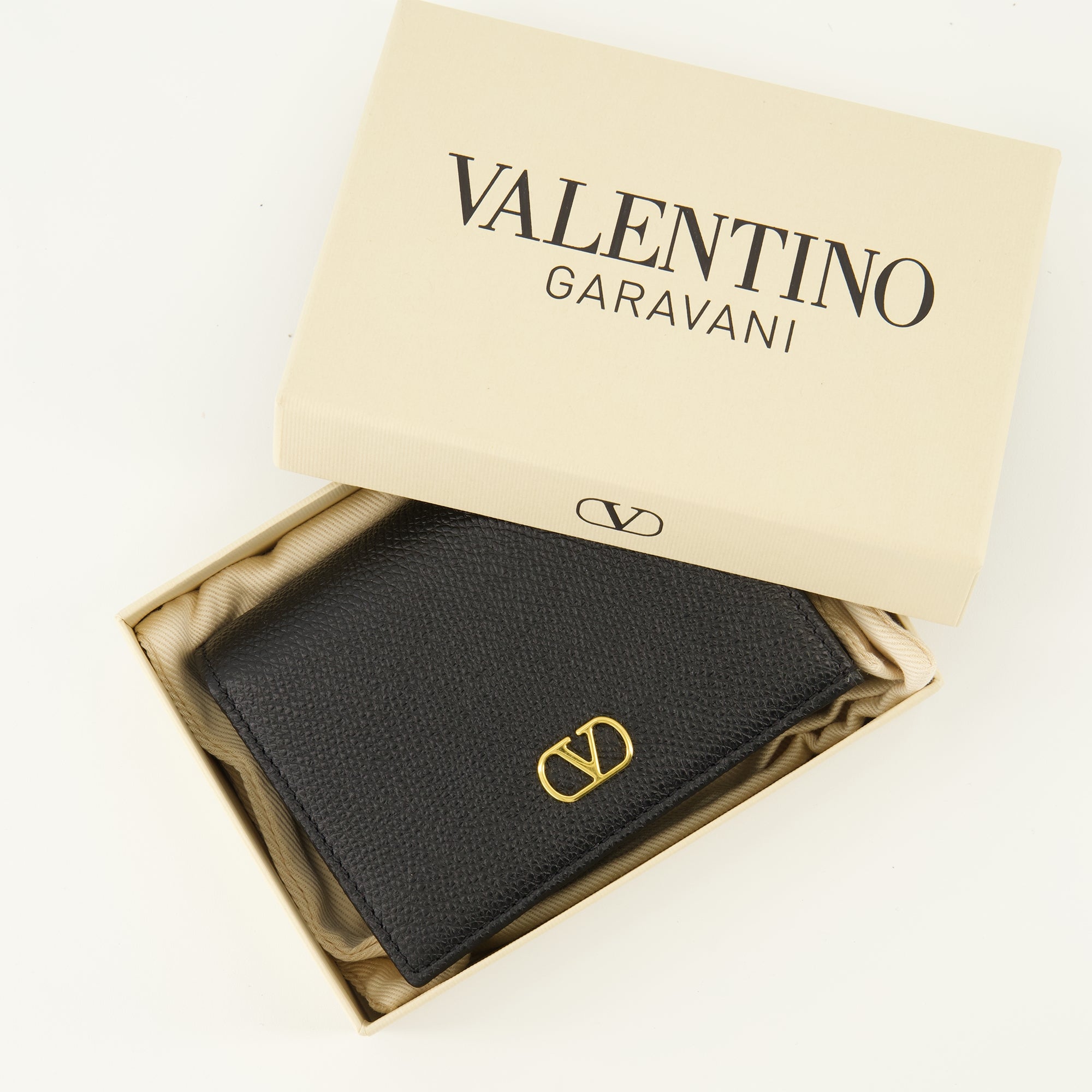 Petite maroquinerie 黒のレザーVlogo財布 Valentino Garavani Noir Femme