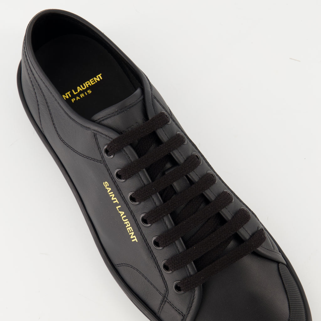 Image of the Saint Laurent Men's Gym Sneakers - Fall/Winter 2025 - Detailed top view