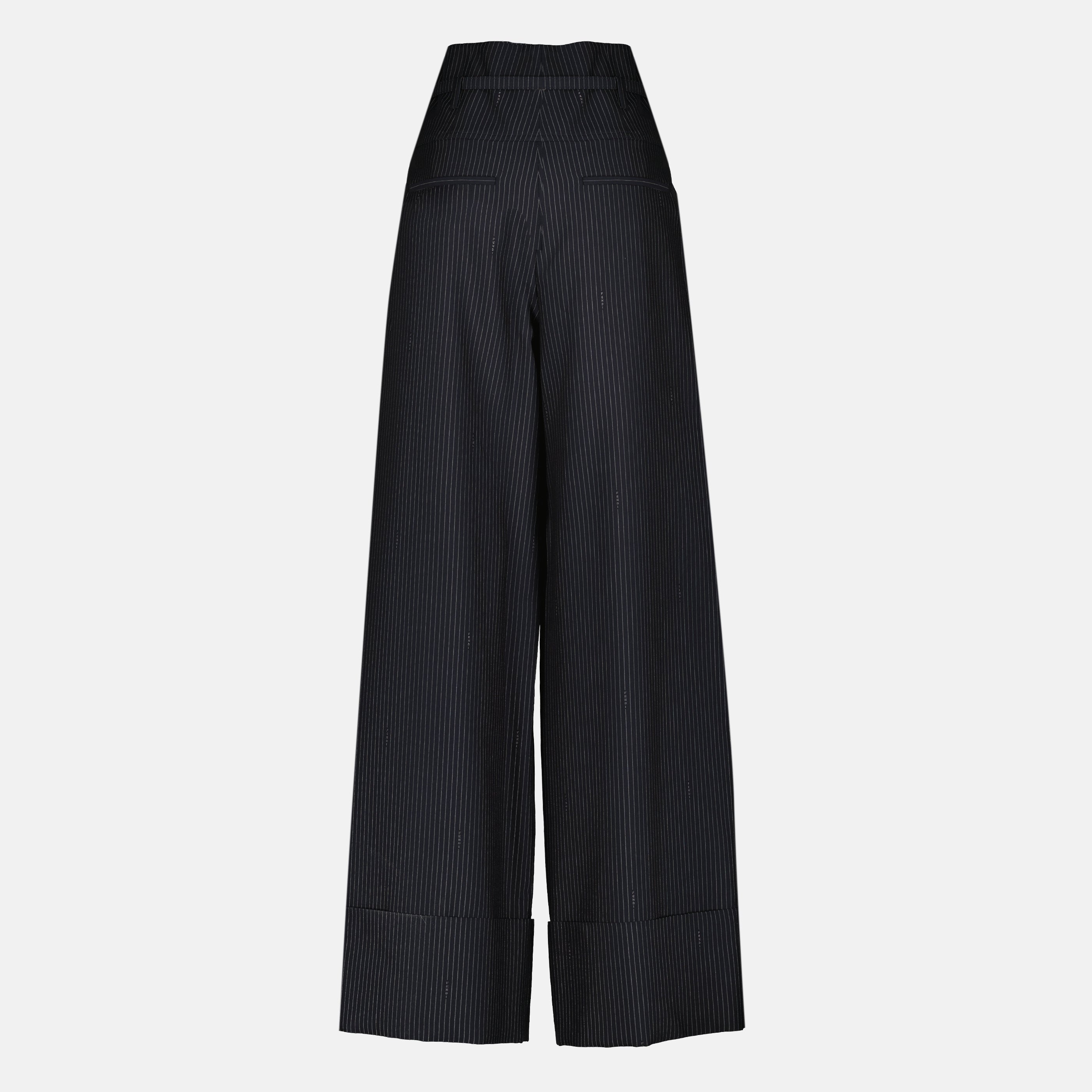 Pantalons Pantalon en laine à rayures bleu marine Fendi Bleu foncé Femme