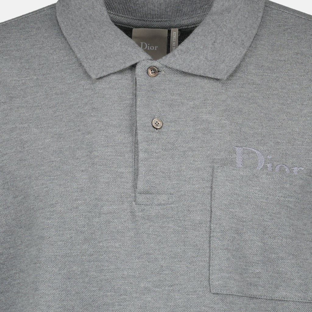 Immagine del Polo in Piquet di Cotone Grigio di Dior per Uomo - Collezione Primavera-Estate 2026 - Vista Dettagliata_2
