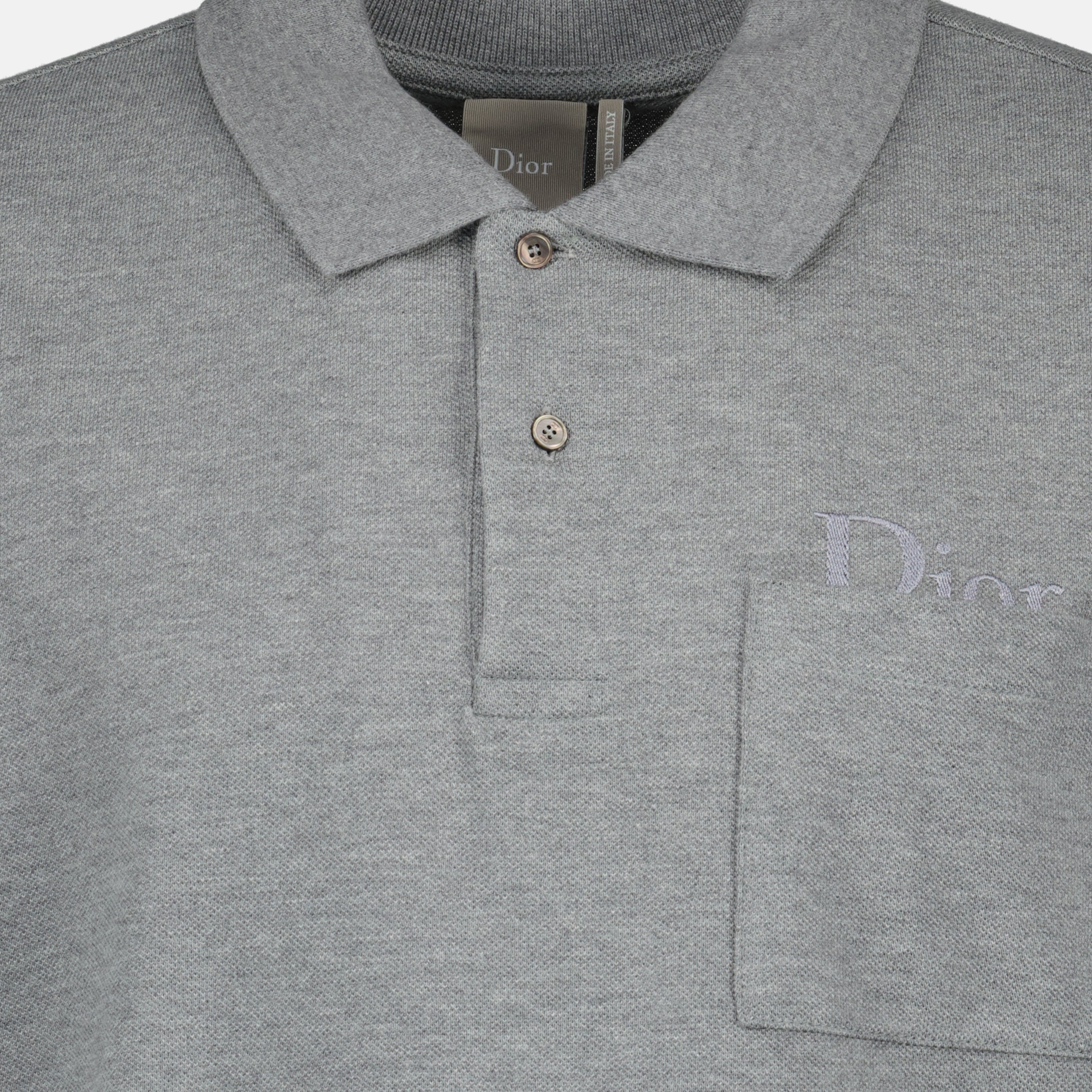 Immagine del Polo in Piquet di Cotone Grigio di Dior per Uomo - Collezione Primavera-Estate 2026 - Vista Dettagliata_2