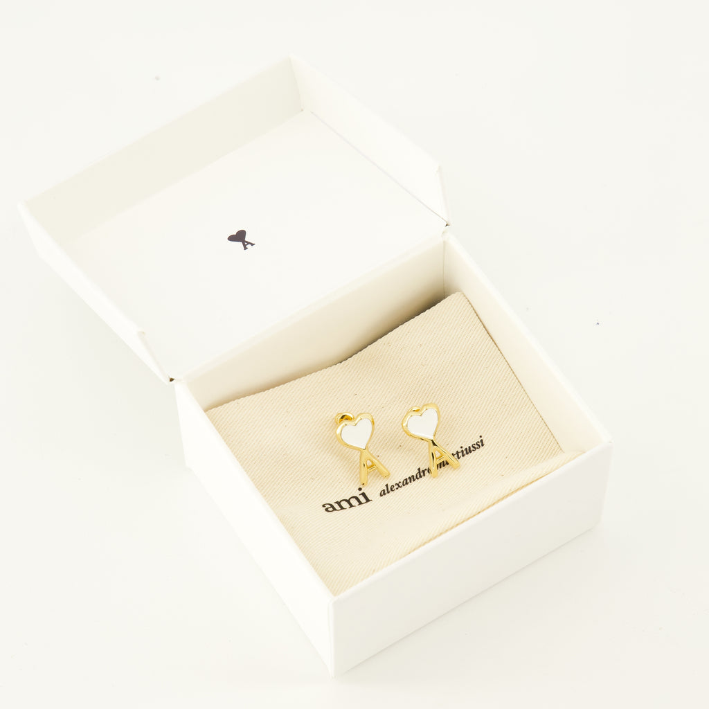 Bijoux Pendientes AMI Corazón Blanco Ami PARIS Doré Femme