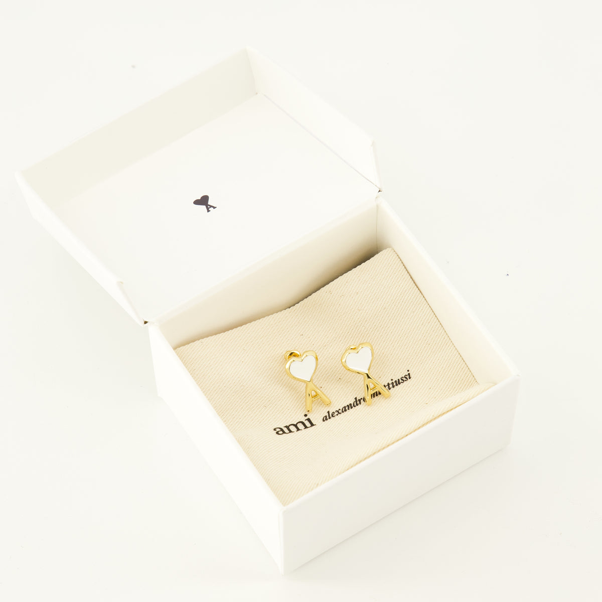 Bijoux Pendientes AMI Corazón Blanco Ami PARIS Doré Femme