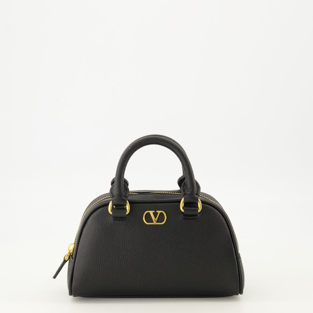 Sacs à main et épaule 검은 가죽으로 된 미니 VLogo 볼링 백 Valentino Garavani Noir Femme
