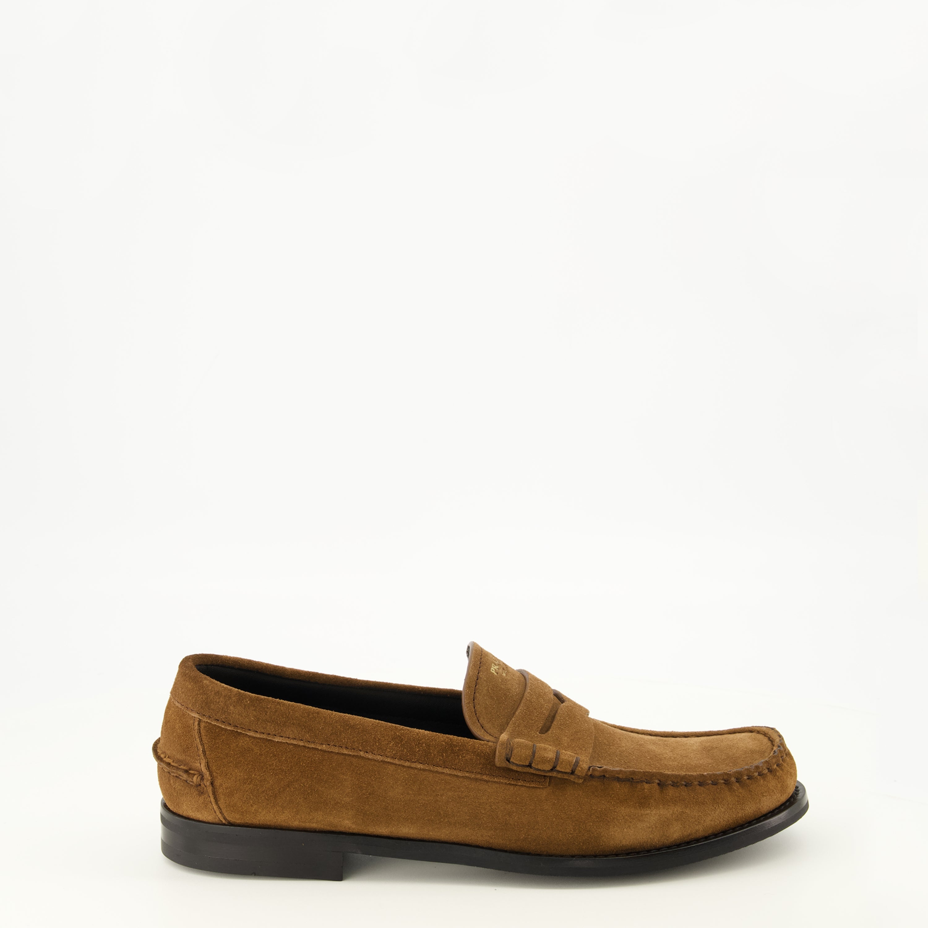Mocassins Mocassins en veau velours marron Prada Marron Homme