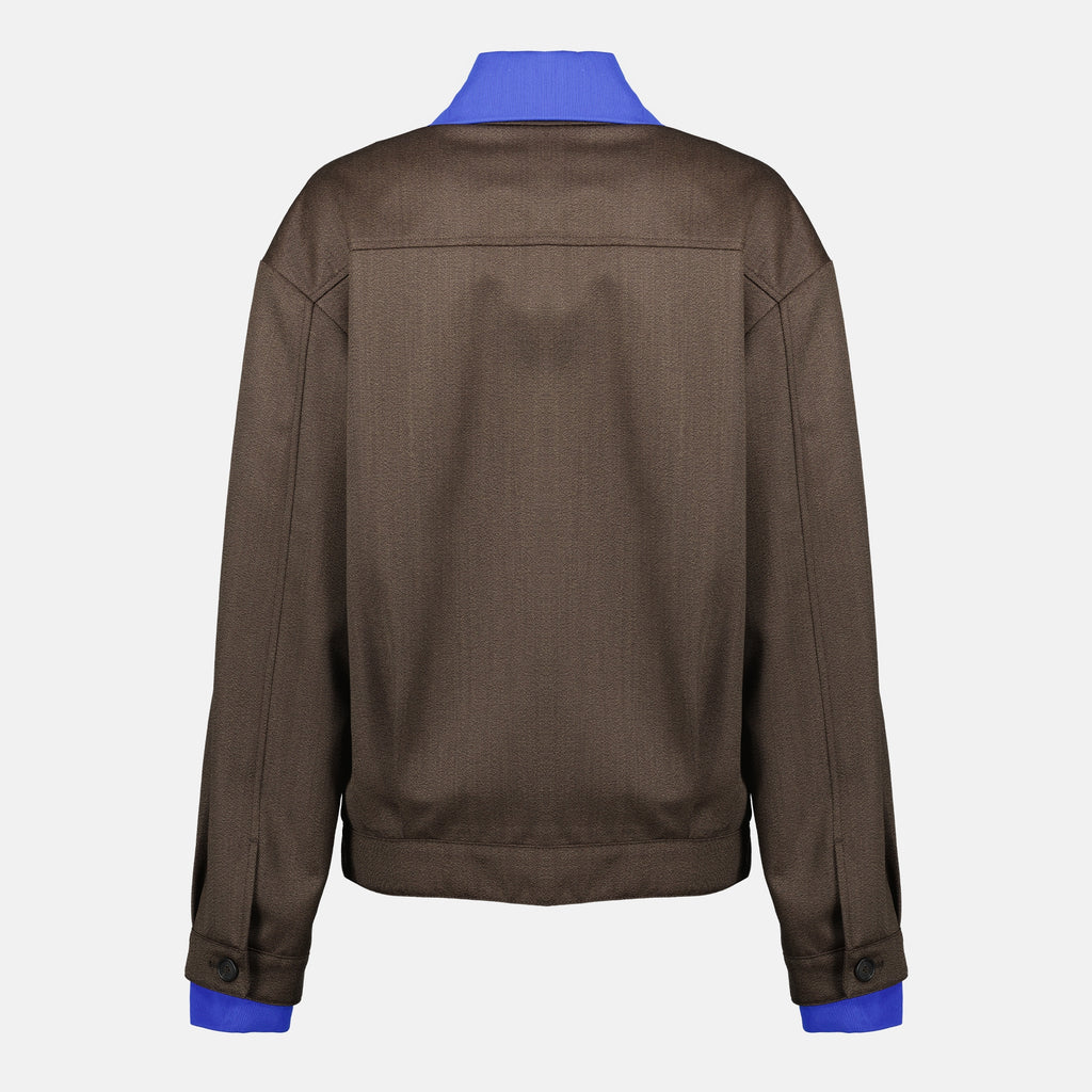 여성을 위한 미우 미우 브랜드의 갈색 울 재킷 이미지 - 2026년 봄-여름 시즌 - 뒷면 보기