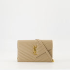 Shoulder bags Chain Envelope Wallets Saint Laurent Beige Women