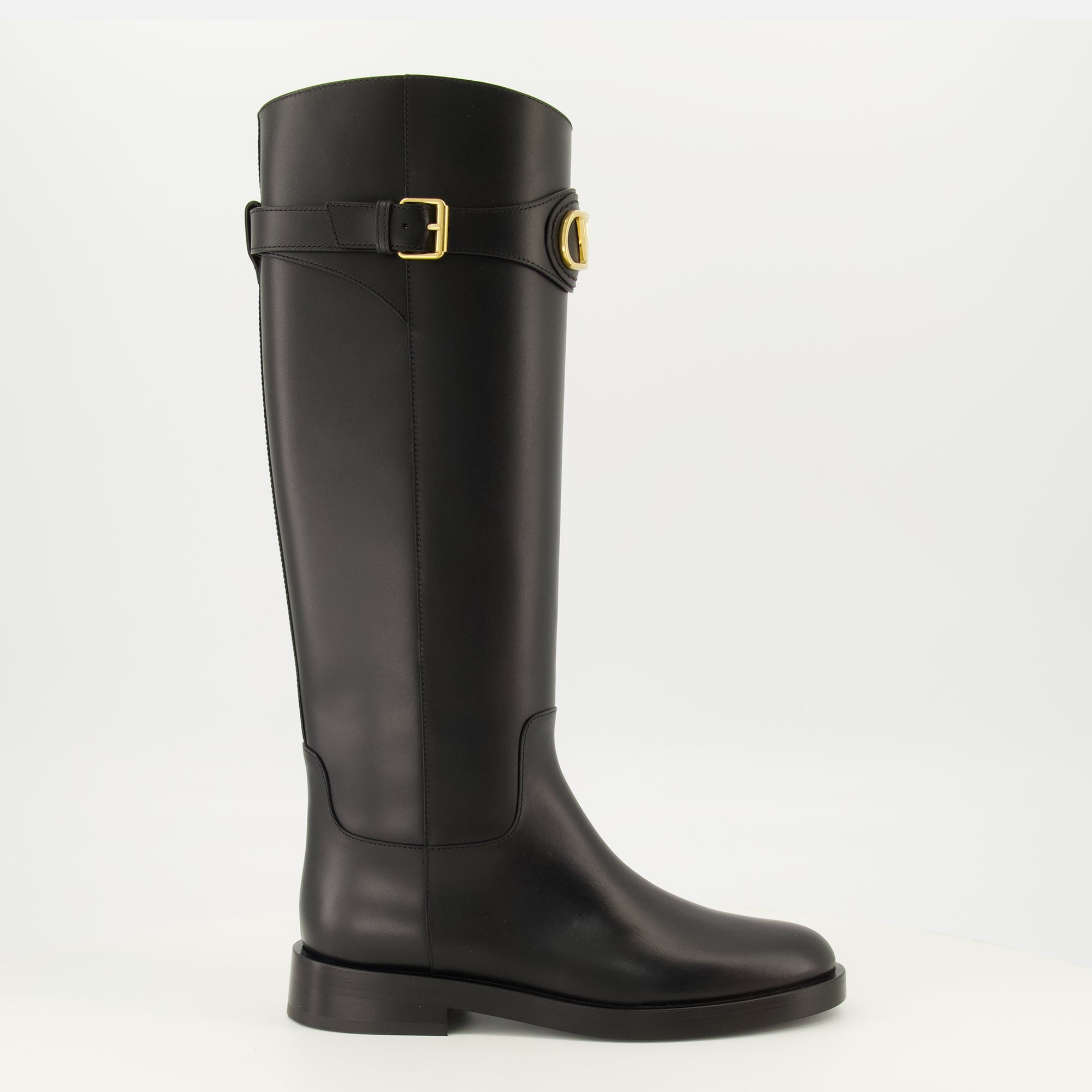 Bottes Bottes VLogo en cuir noir Valentino Garavani Noir Femme