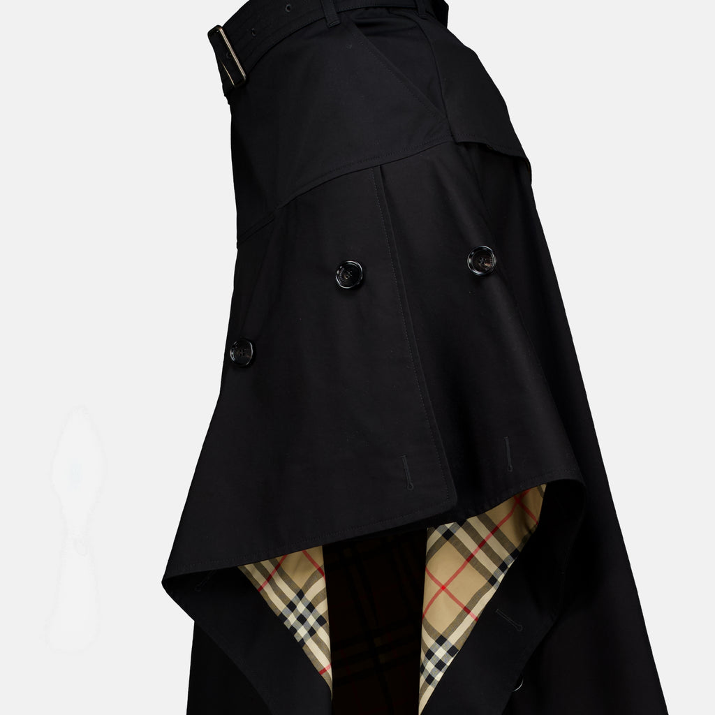 Jupes 블랙 가바딘 비대칭 트렌치 스커트 Burberry Noir Femme