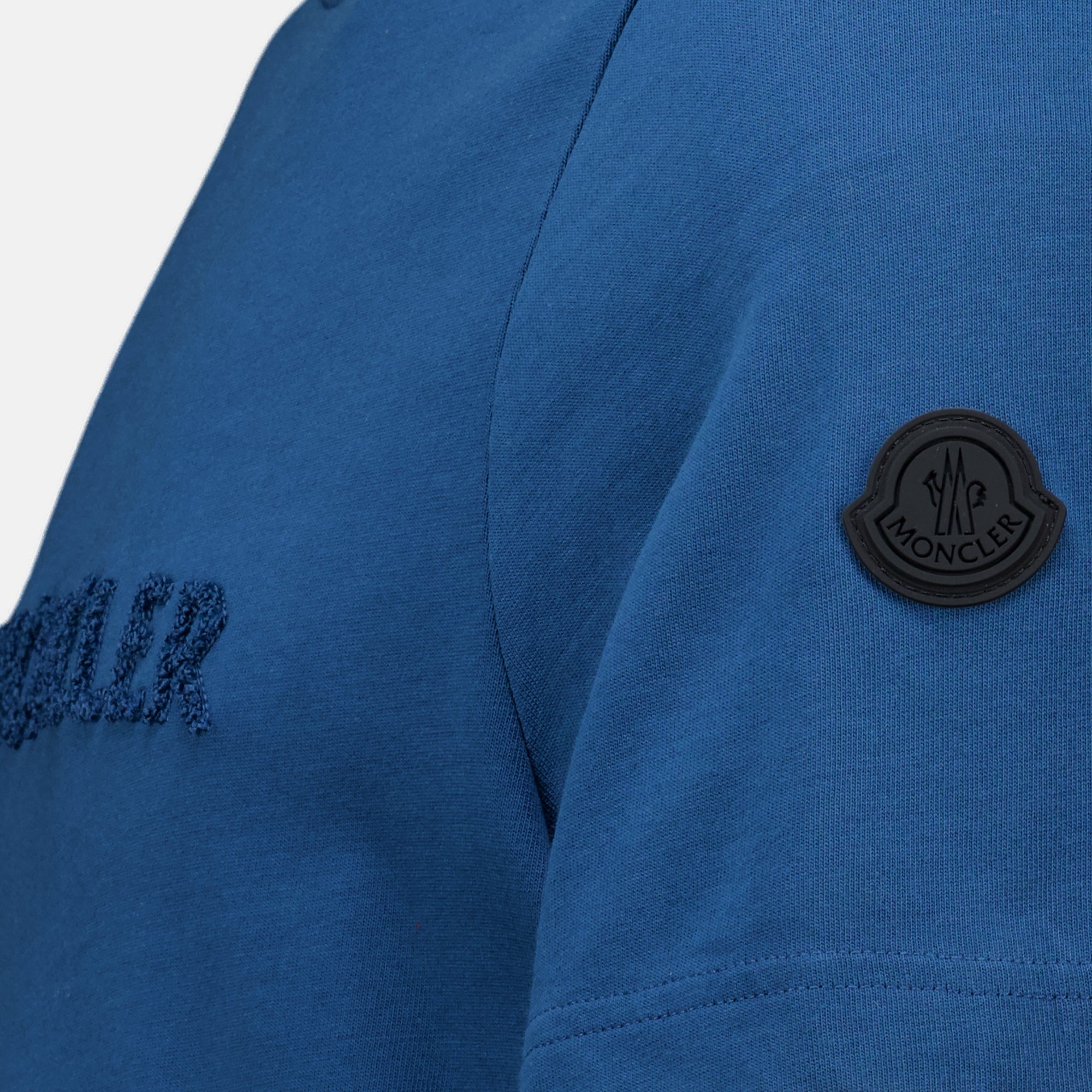 T-shirts Camiseta de Algodón con Logo Azul Moncler Bleu Homme
