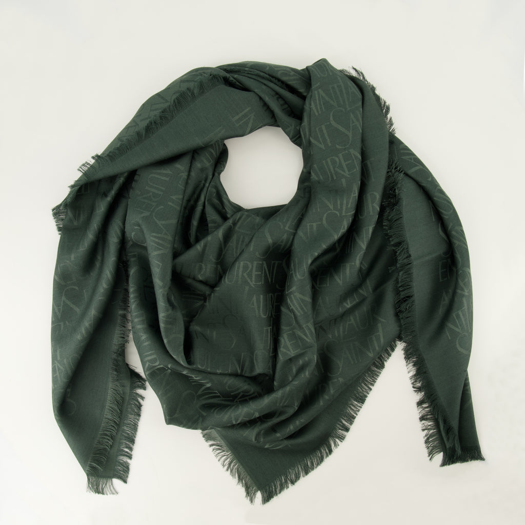 Écharpes, foulards et gants Grüner Bedruckter Schal aus Wolle und Seide Saint Laurent Vert Homme