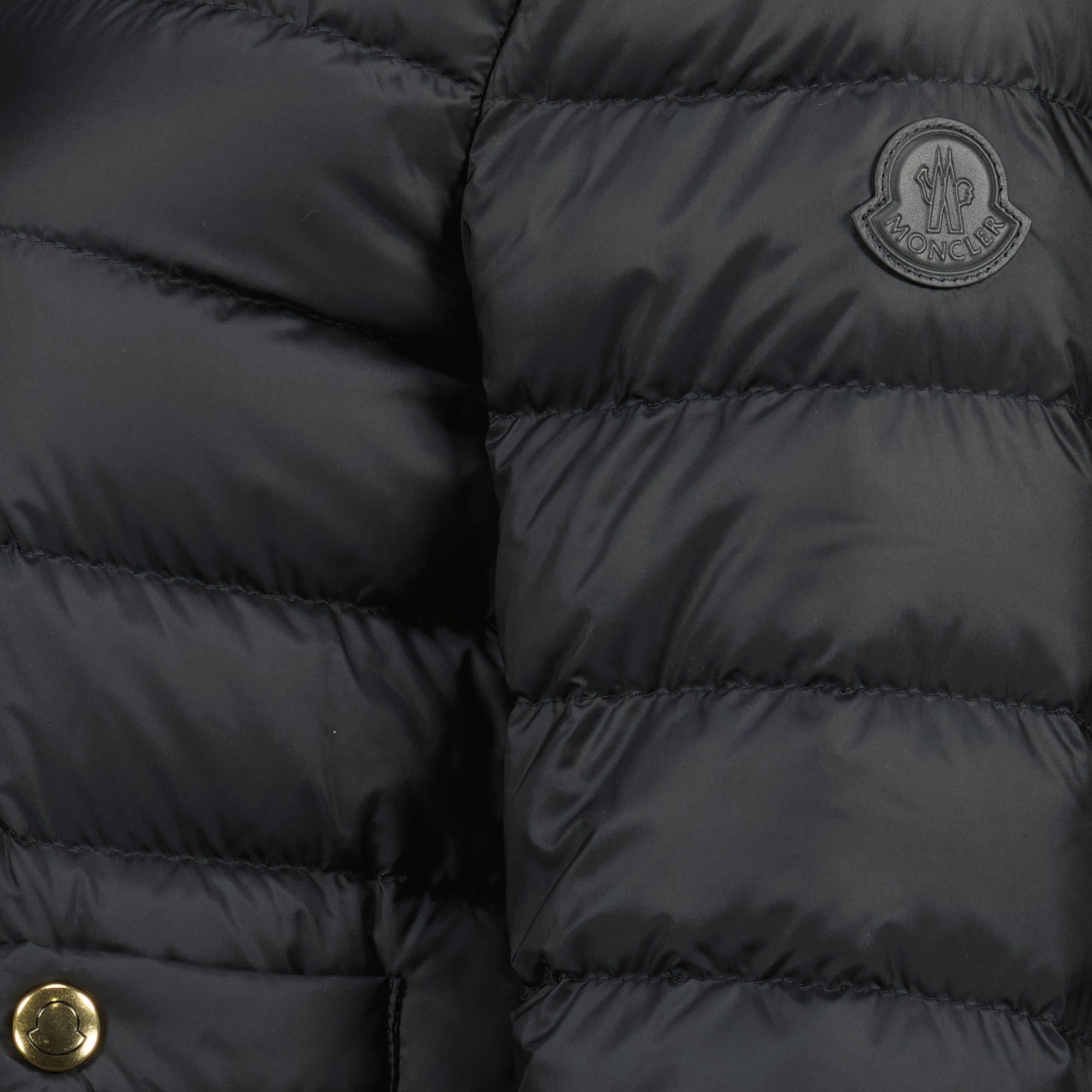 Image of the Moncler Women's Short Floral Black Down Jacket - Spring-Summer 2026 - Detailed View_1