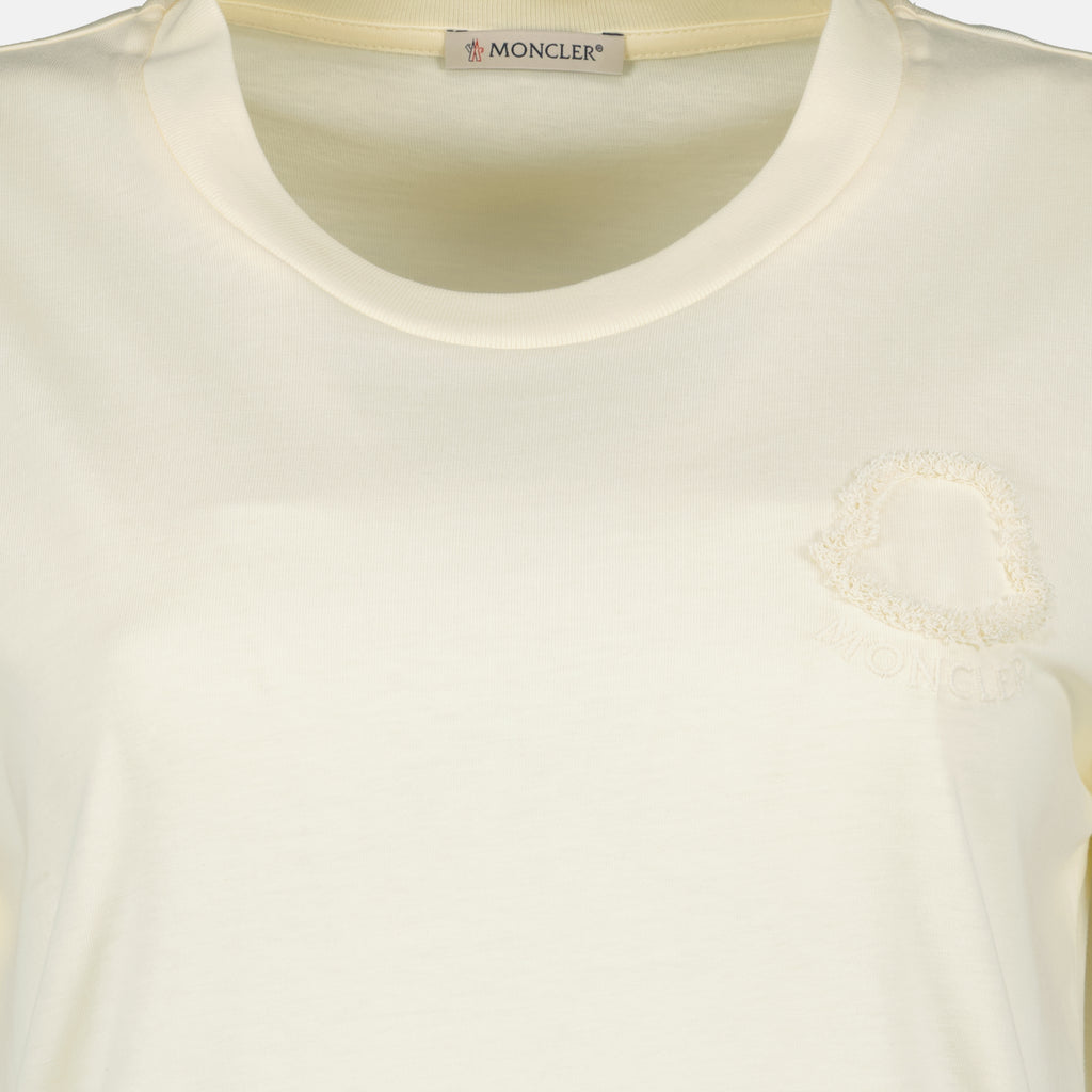 T-shirts 자수 로고가 있는 화이트 면 티셔츠 Moncler Blanc Femme