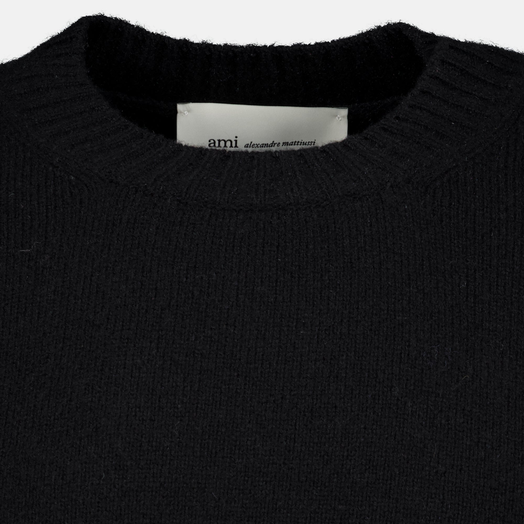 Maille AMI schwarzer Herz Cashmere Pullover Ami PARIS Noir Homme