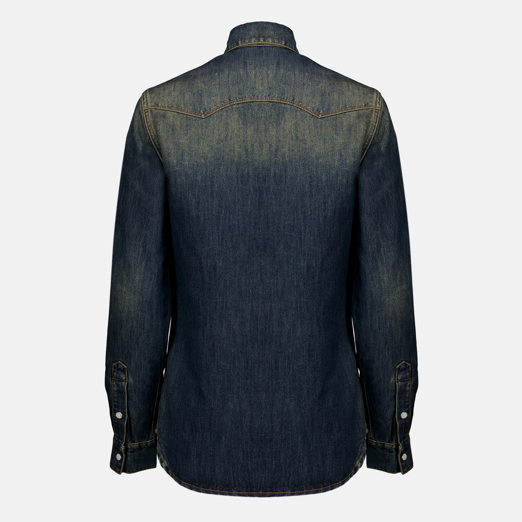 Chemises Faded Blue Denim Shirt Fendi Bleu foncé Femme