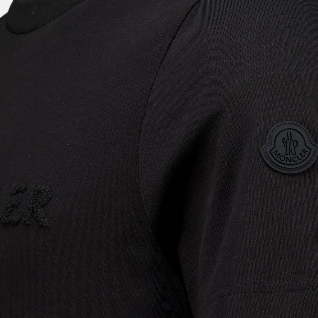 T-shirts Camiseta de algodón con logo negro Moncler Noir Homme