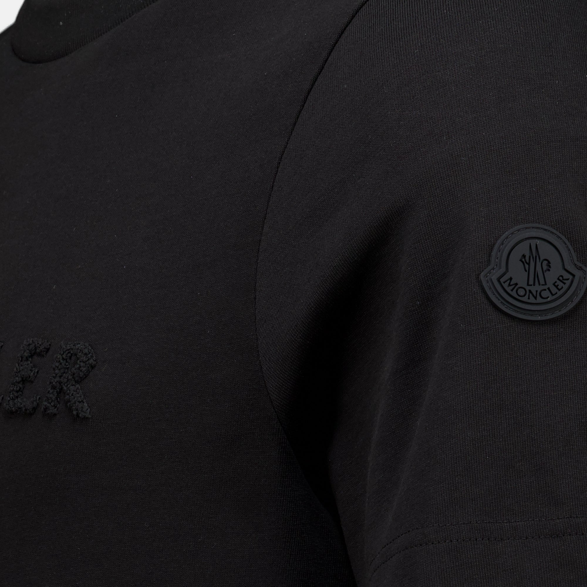 T-shirts Camiseta de algodón con logo negro Moncler Noir Homme