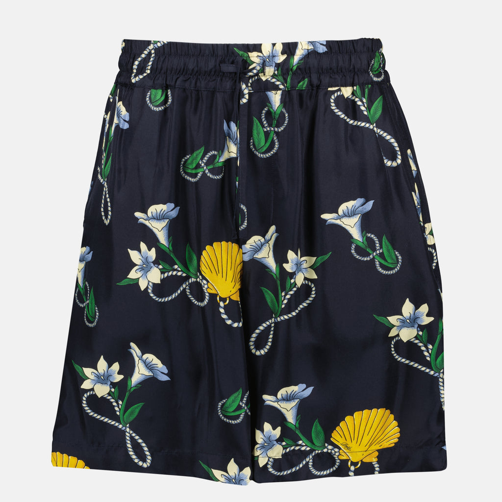 Image de l'article Short Shell bleu marine en soie de la marque Drole De Monsieur pour Homme - Saison Printemps-Été 2026 - Vue de Face