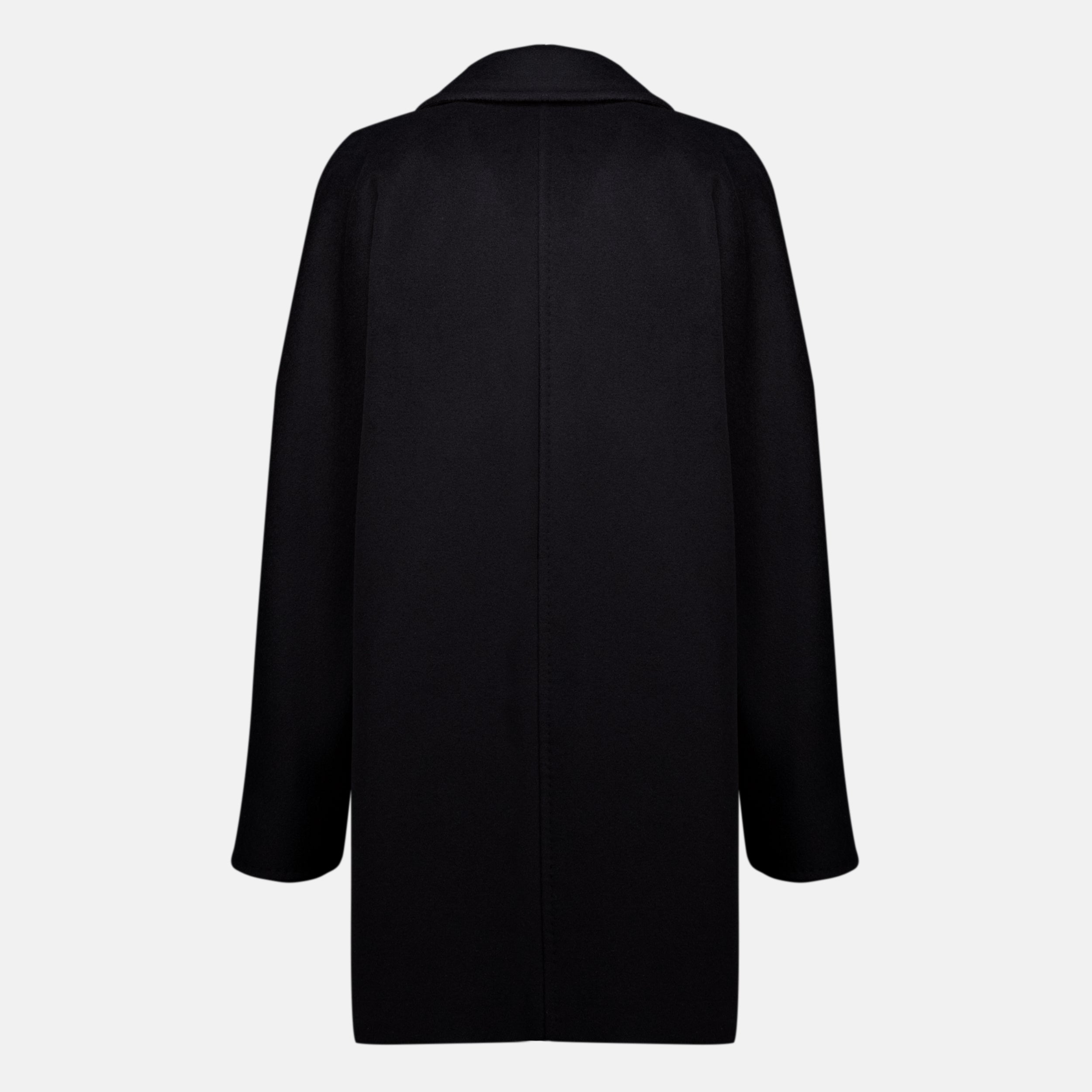 Manteaux 짧은 검정색 울 아이콘 코트 Max Mara Noir Femme
