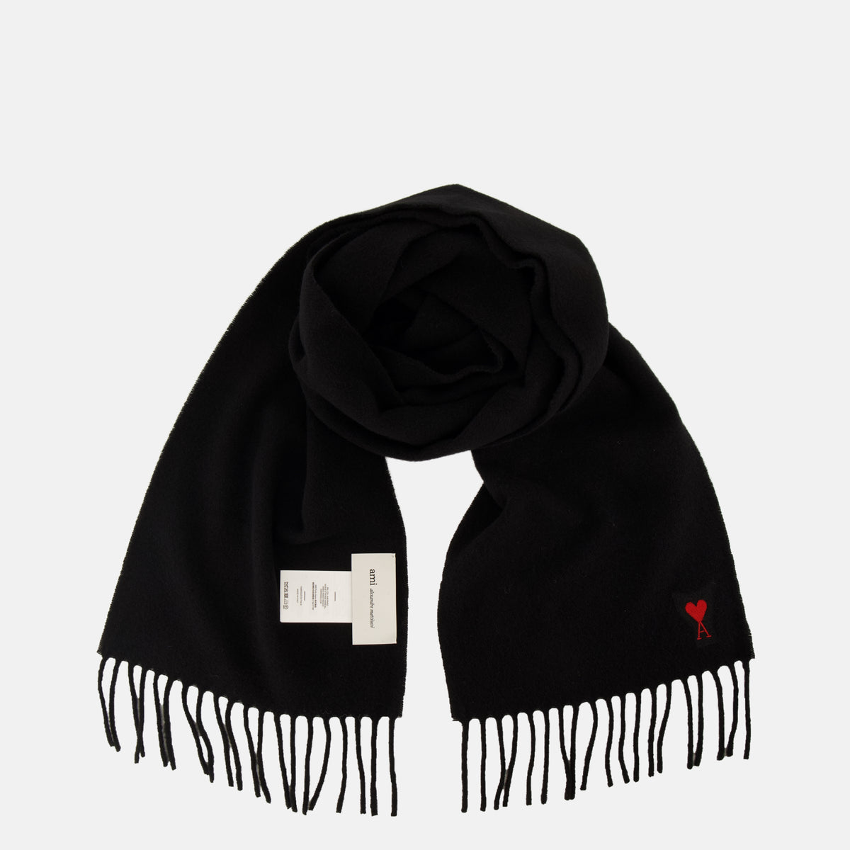 Écharpes, foulards et gants Schwarzer Wollschal Ami PARIS Noir Unisexe