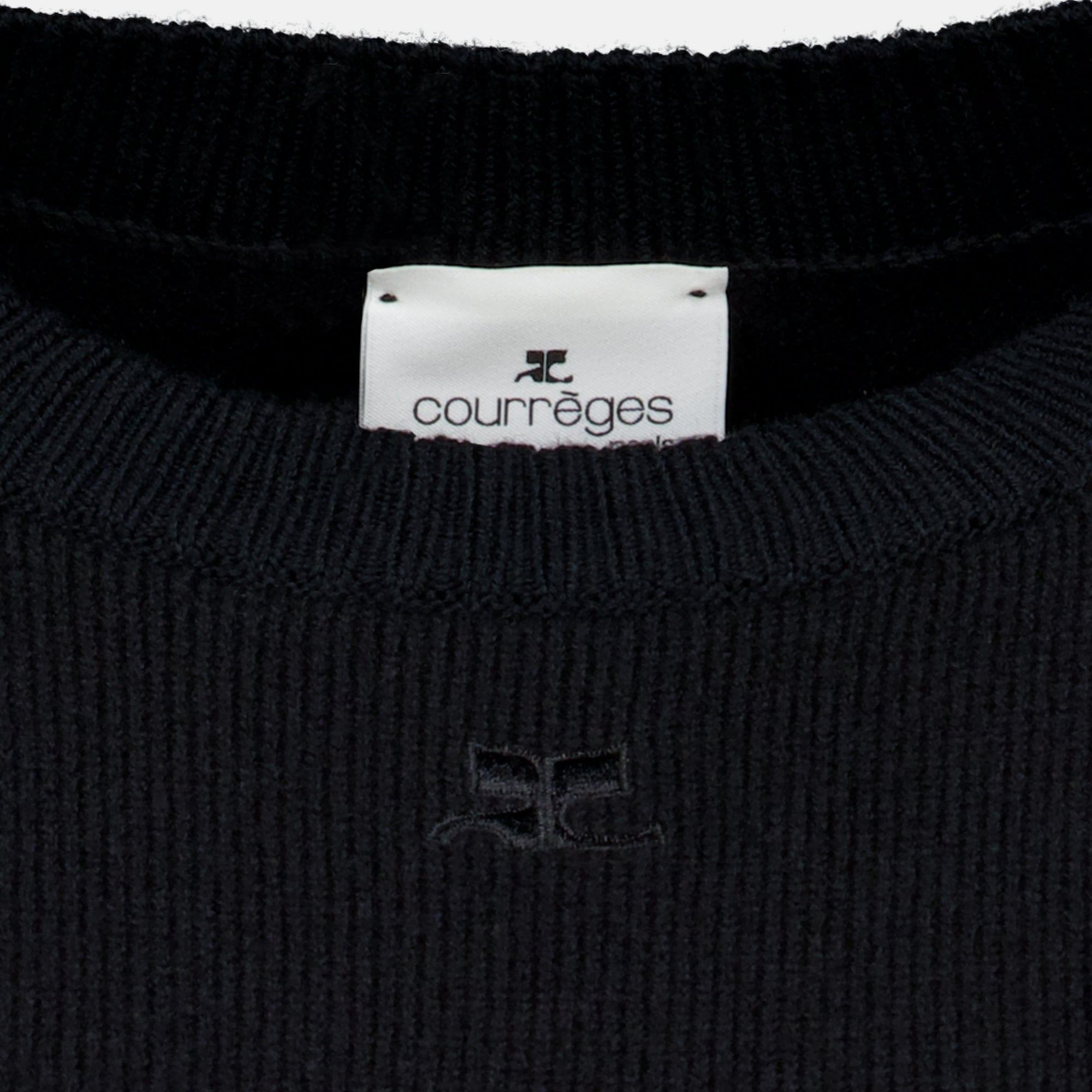 Maille Schwarzer Wollpullover Courrèges Noir Femme