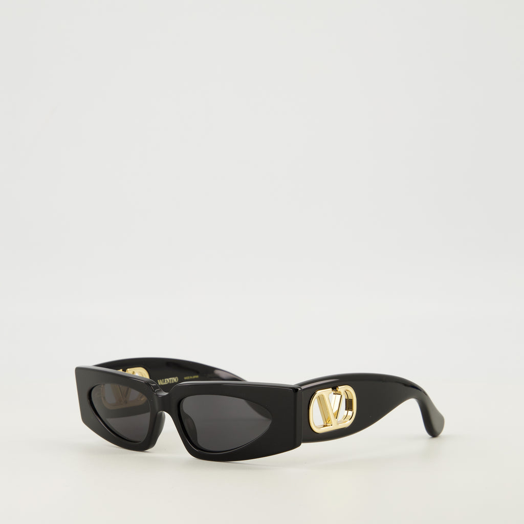 Lunettes VLogo Schwarze Sonnenbrille Valentino Garavani Noir Femme