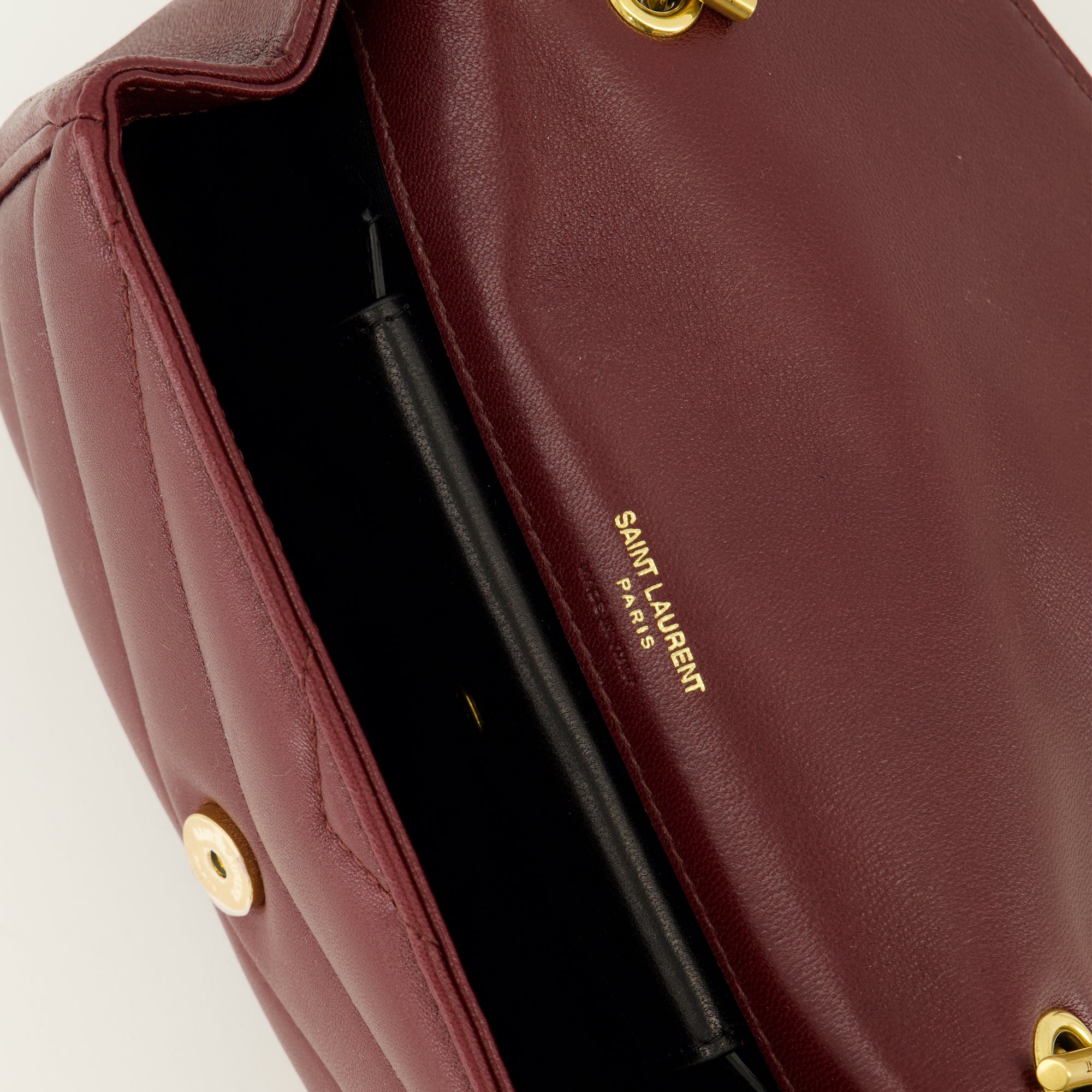 Sacs bandoulière Bolso Loulou mini en cuero burdeos Saint Laurent Bordeaux Femme