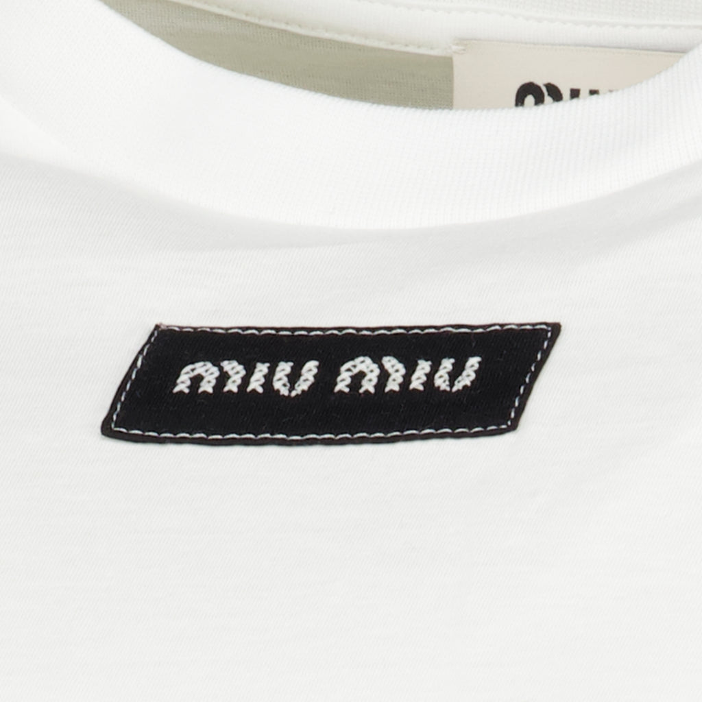 T-shirts T-Shirt Branco em Algodão Miu Miu Blanc Femme