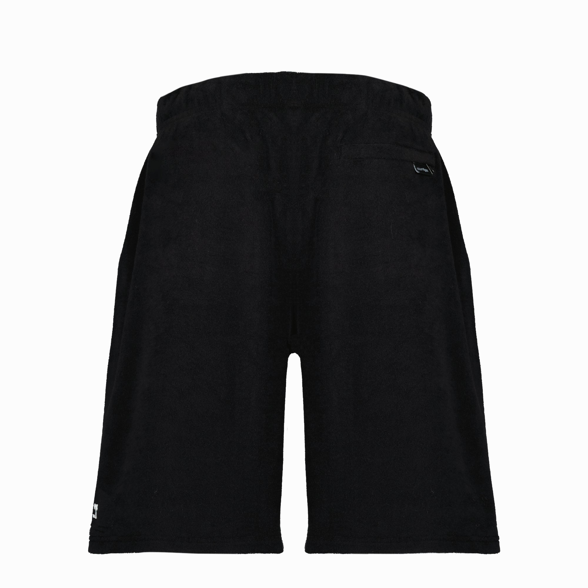 Bild der schwarzen Baumwollfrottee-Shorts der Marke Courrèges für Herren - Frühling-Sommer 2026 - Rückansicht