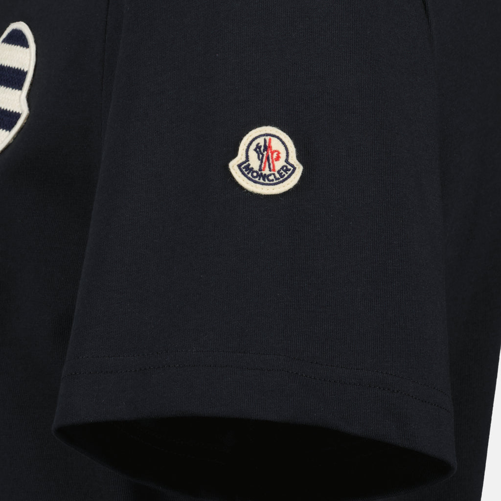 T-shirts 네이비 스트라이프 로고 코튼 티셔츠 Moncler Bleu foncé Homme
