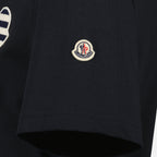 T-shirts 네이비 스트라이프 로고 코튼 티셔츠 Moncler Bleu foncé Homme