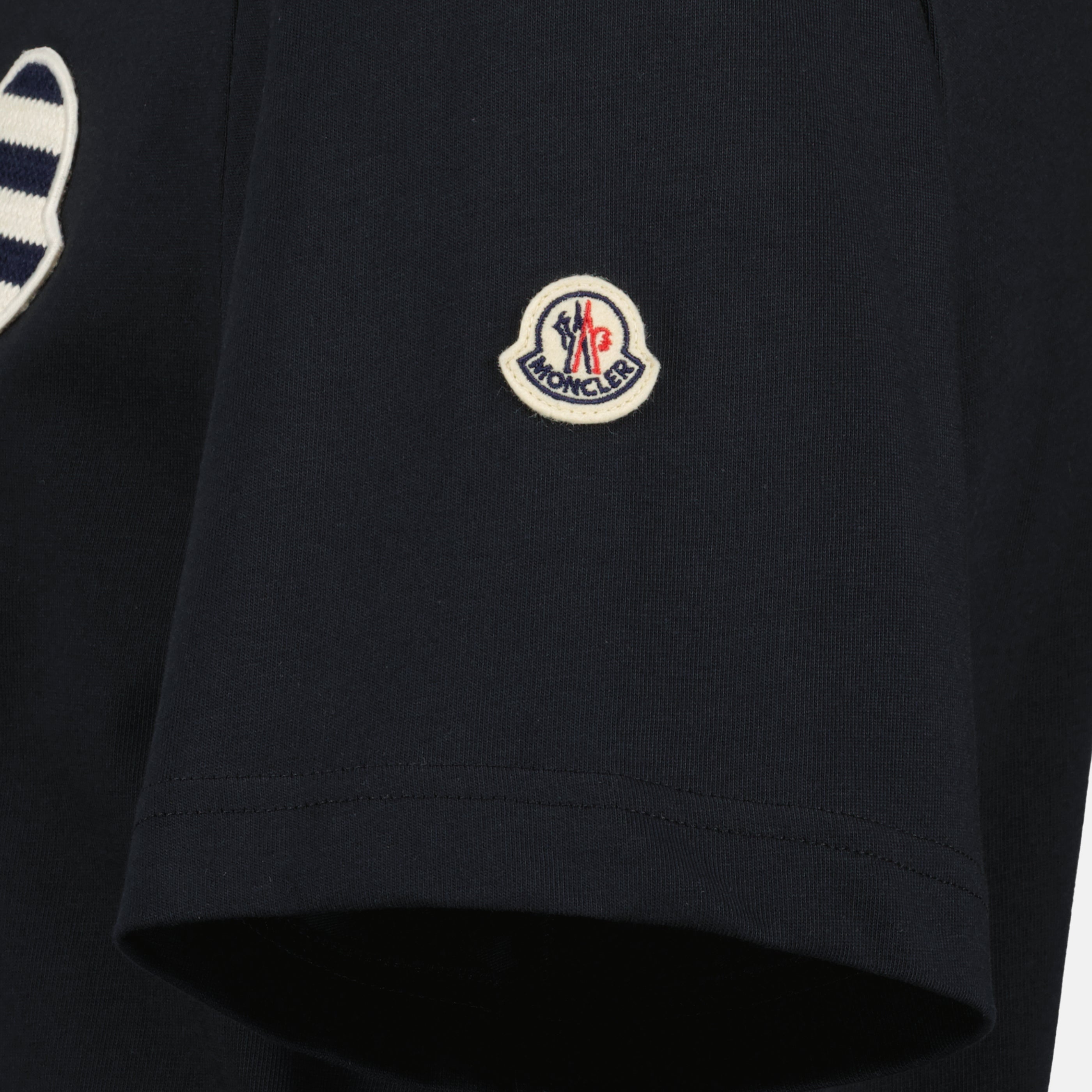 T-shirts 네이비 스트라이프 로고 코튼 티셔츠 Moncler Bleu foncé Homme
