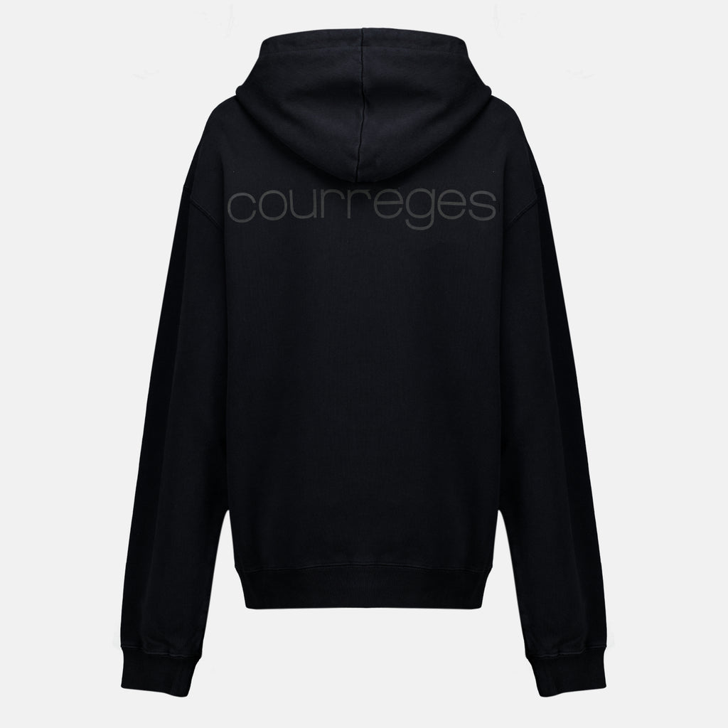 Sweatshirts Felpa con Zip Stonewash Courrèges Noir Femme