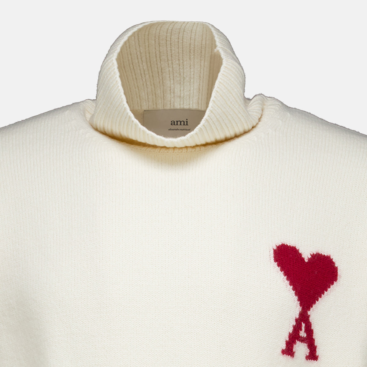 Maille Pull col roulé AMI de coeur blanc Ami PARIS Blanc Unisexe