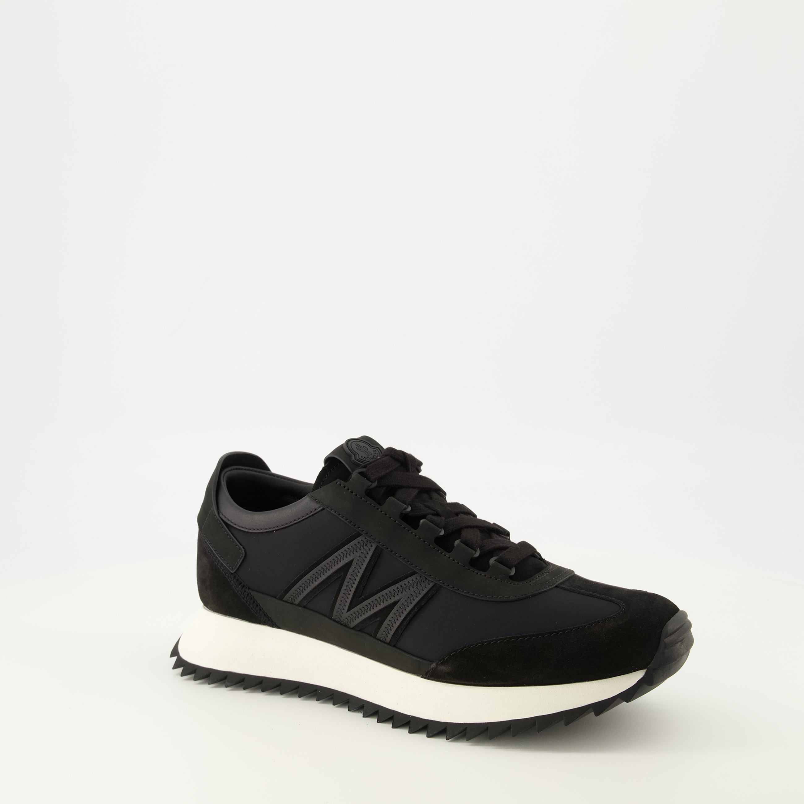 Image of the Moncler Men's Pacey 2 Black Sneakers - Spring-Summer 2026 Season - Three-Quarter Front Right View