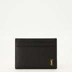Image de l'article Portes-cartes Tiny Cassandre en cuir noir de la marque Saint Laurent pour Homme - Saison Printemps-Été 2026 - Vue de Face