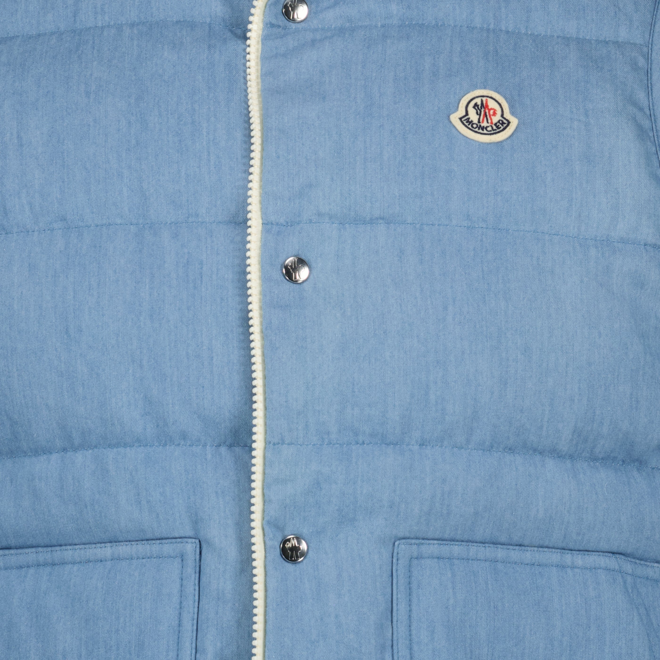 Vestes Doudoune sans manches Heceta en denim Moncler Bleu Homme