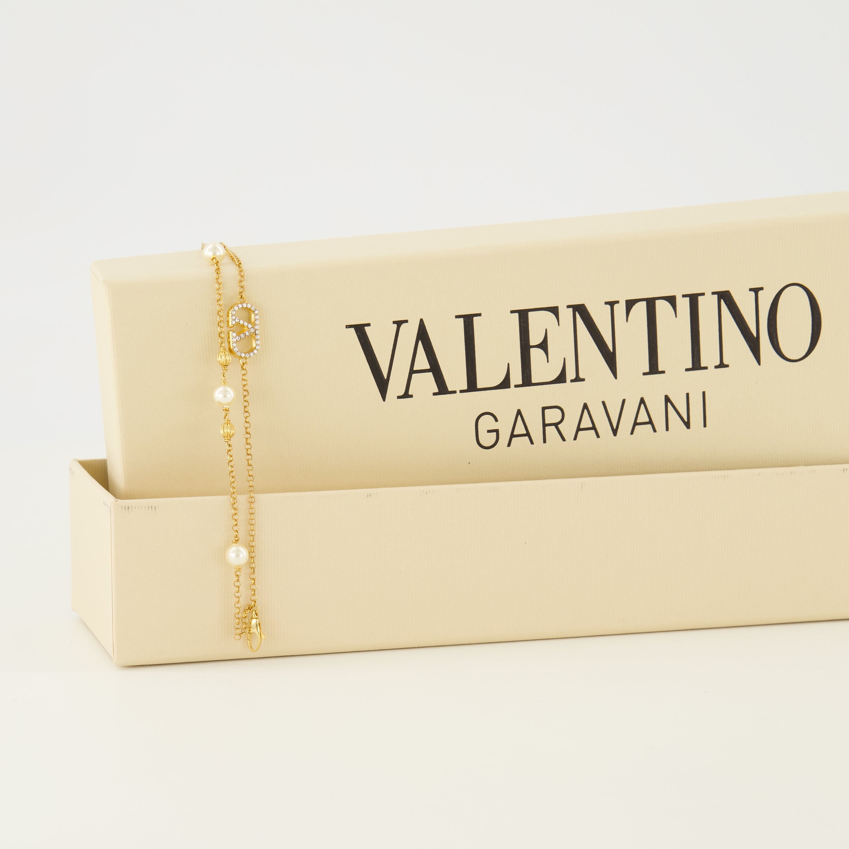 Bijoux Bracelet VLogo avec perles et cristaux Swarovski® doré Valentino Garavani Doré Femme