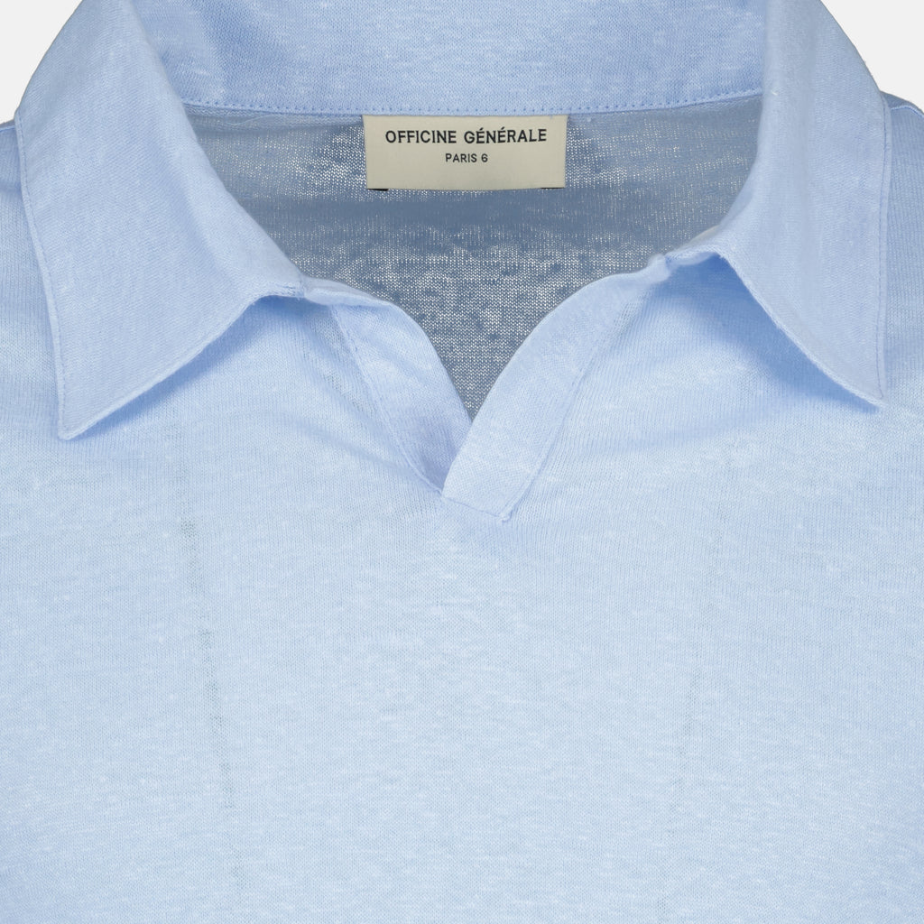 T-shirts Polo Garment in Lino Blu Chiaro Officine Générale Bleu Homme
