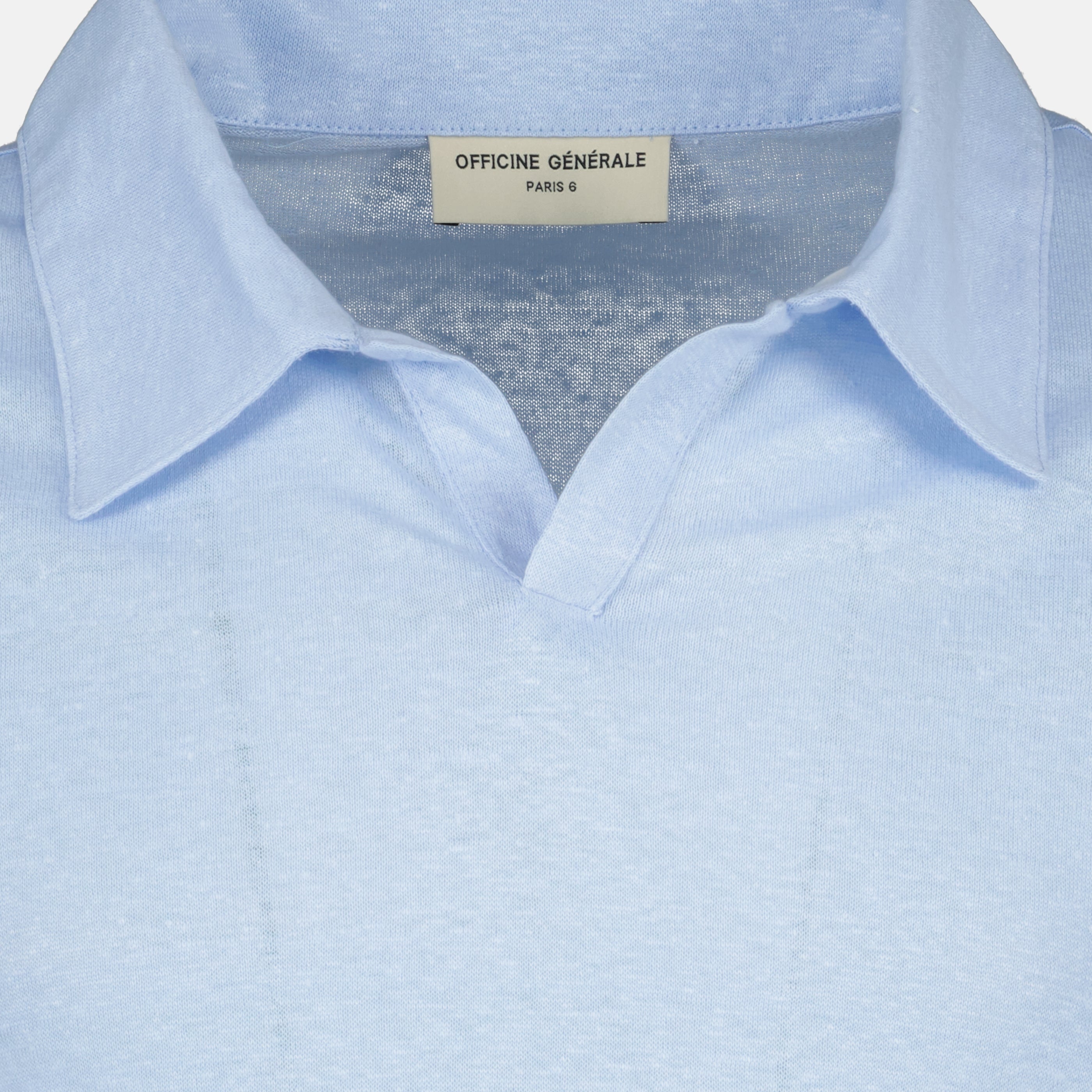 T-shirts Polo Garment en lin bleu clair Officine Générale Bleu Homme