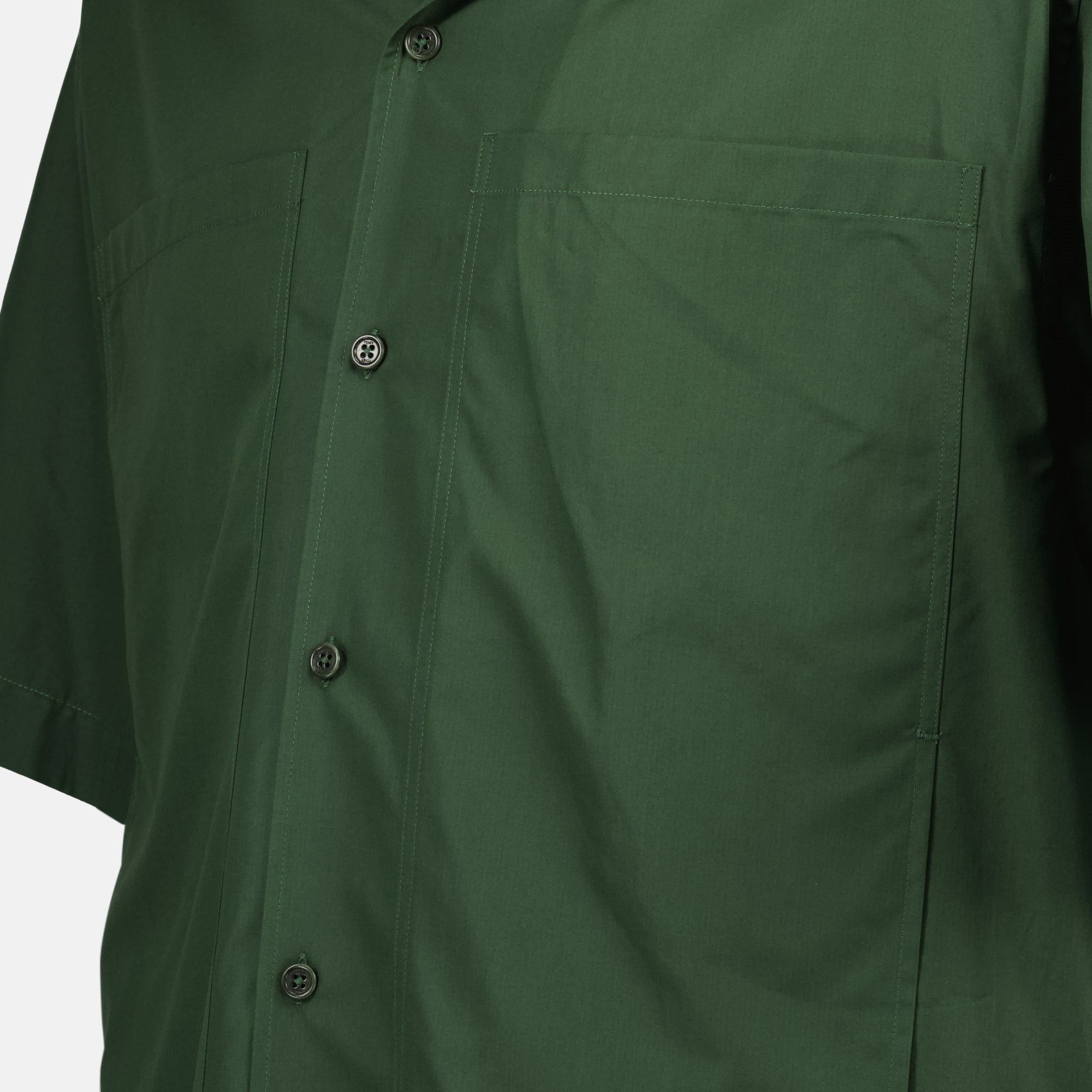 Chemises Camisa de Algodão Fendi Kaki Homme